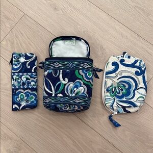 Vera Bradley Blue and Green Patterned Cosmetic Bags